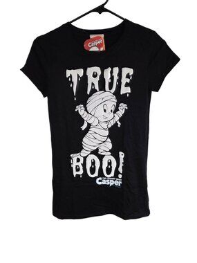 Casper the Friendly Ghost Women's Small Short Sleeve T-Shirt True Hoo! Black